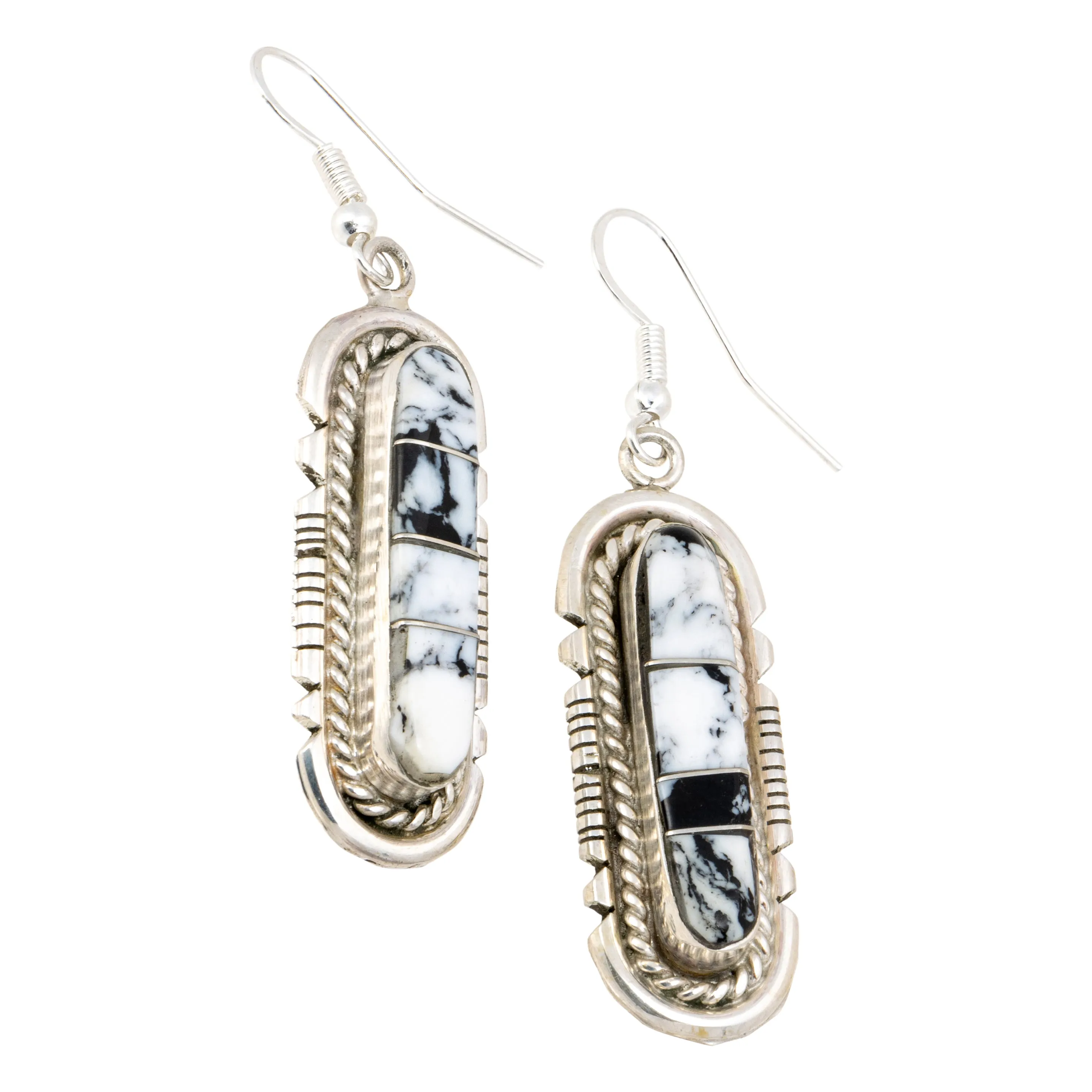Navajo White Buffalo Turquoise Earrings