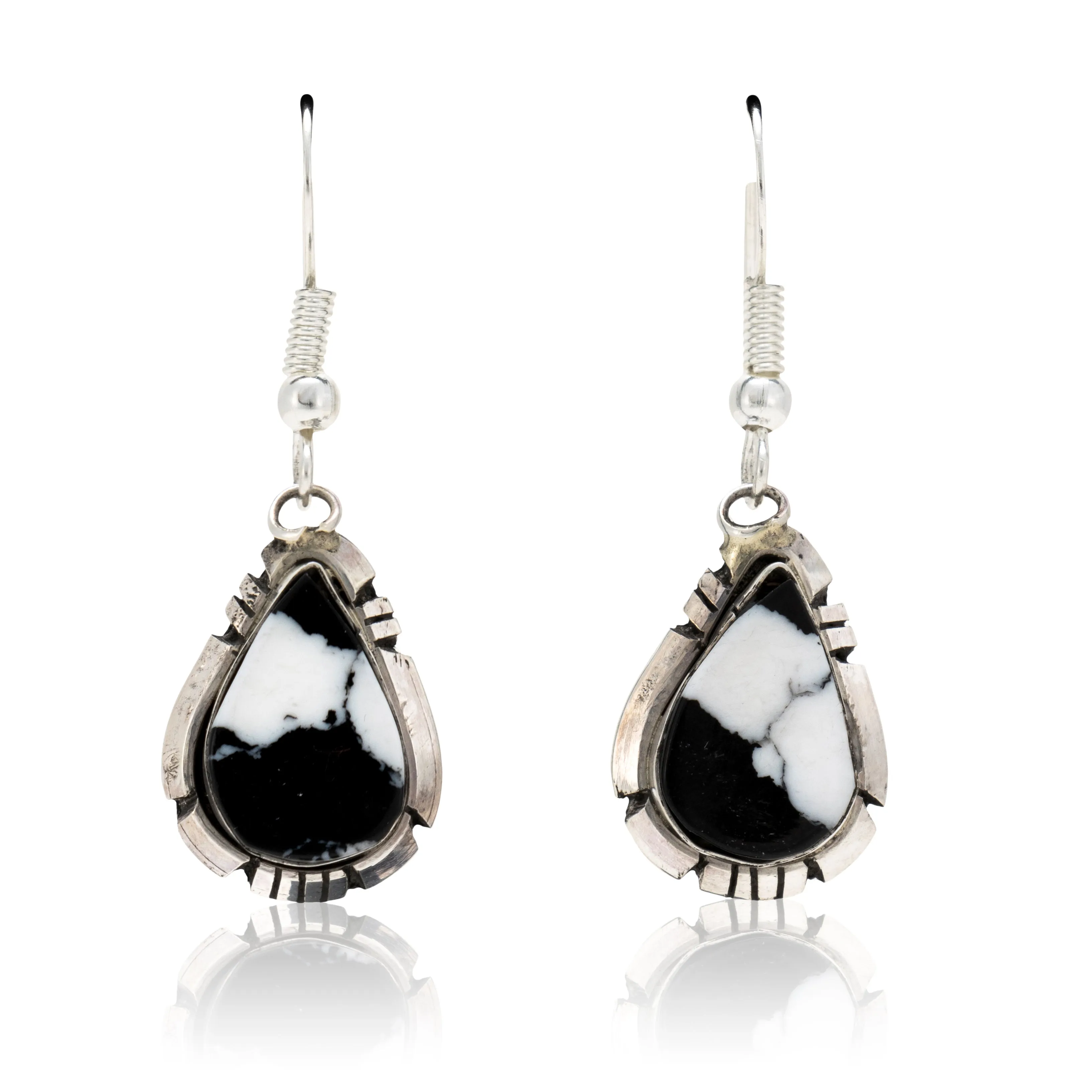 Navajo White Buffalo Turquoise Earrings