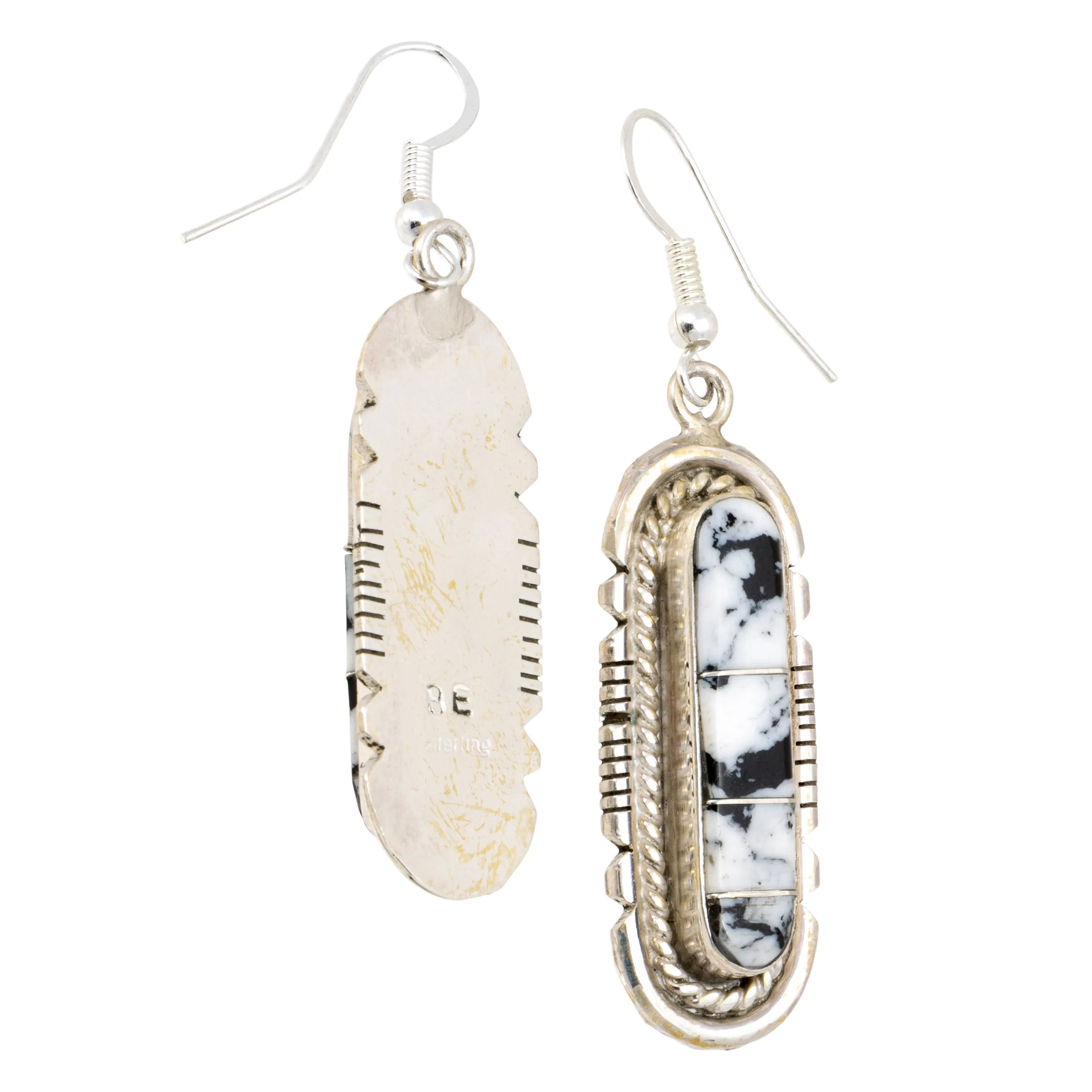 Navajo White Buffalo Turquoise Earrings