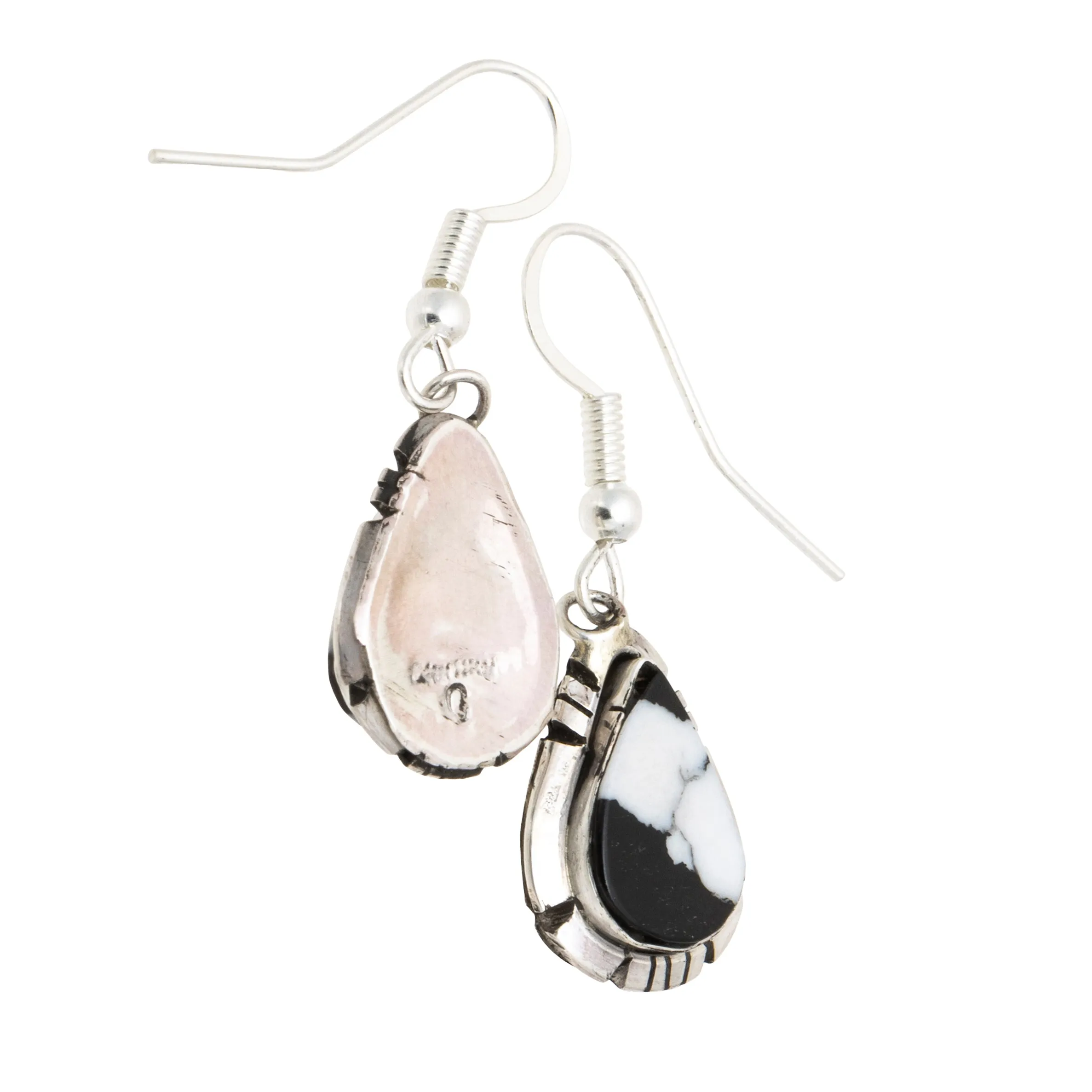 Navajo White Buffalo Turquoise Earrings
