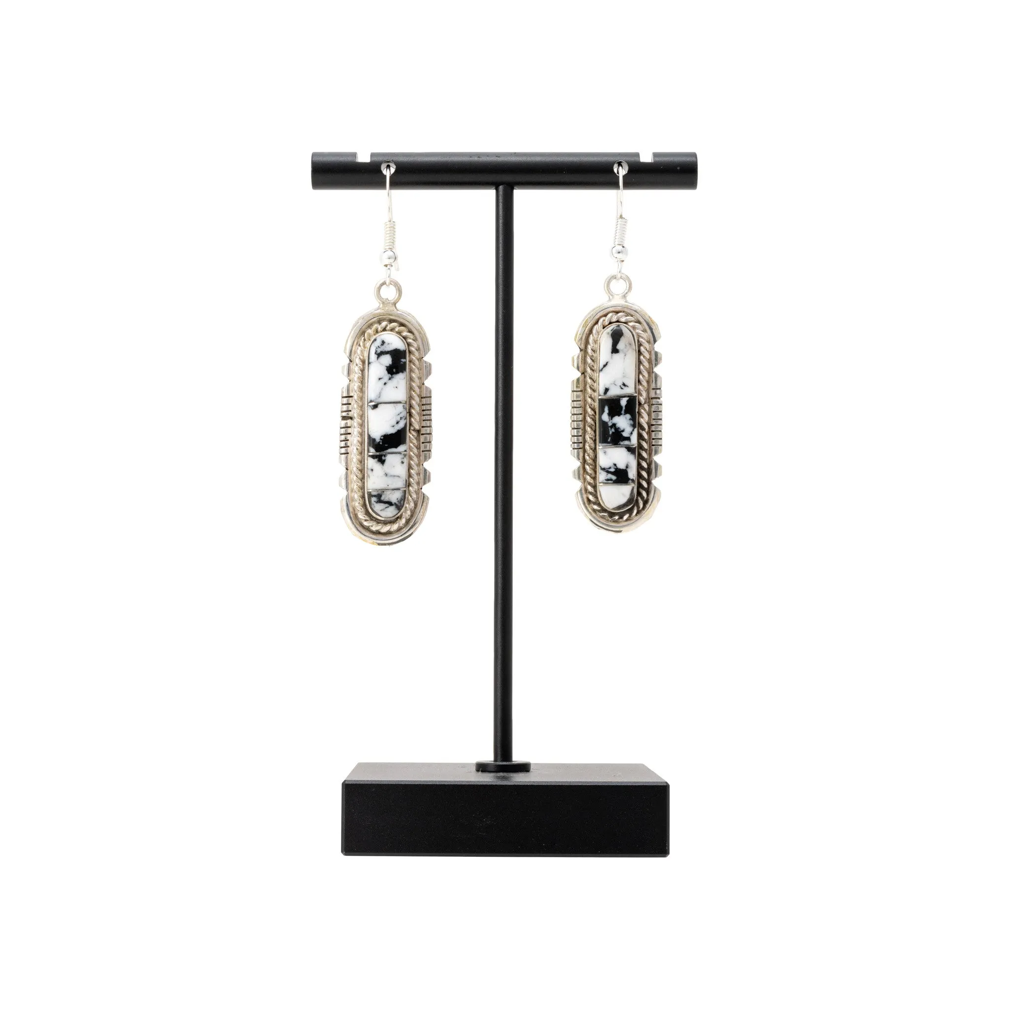 Navajo White Buffalo Turquoise Earrings