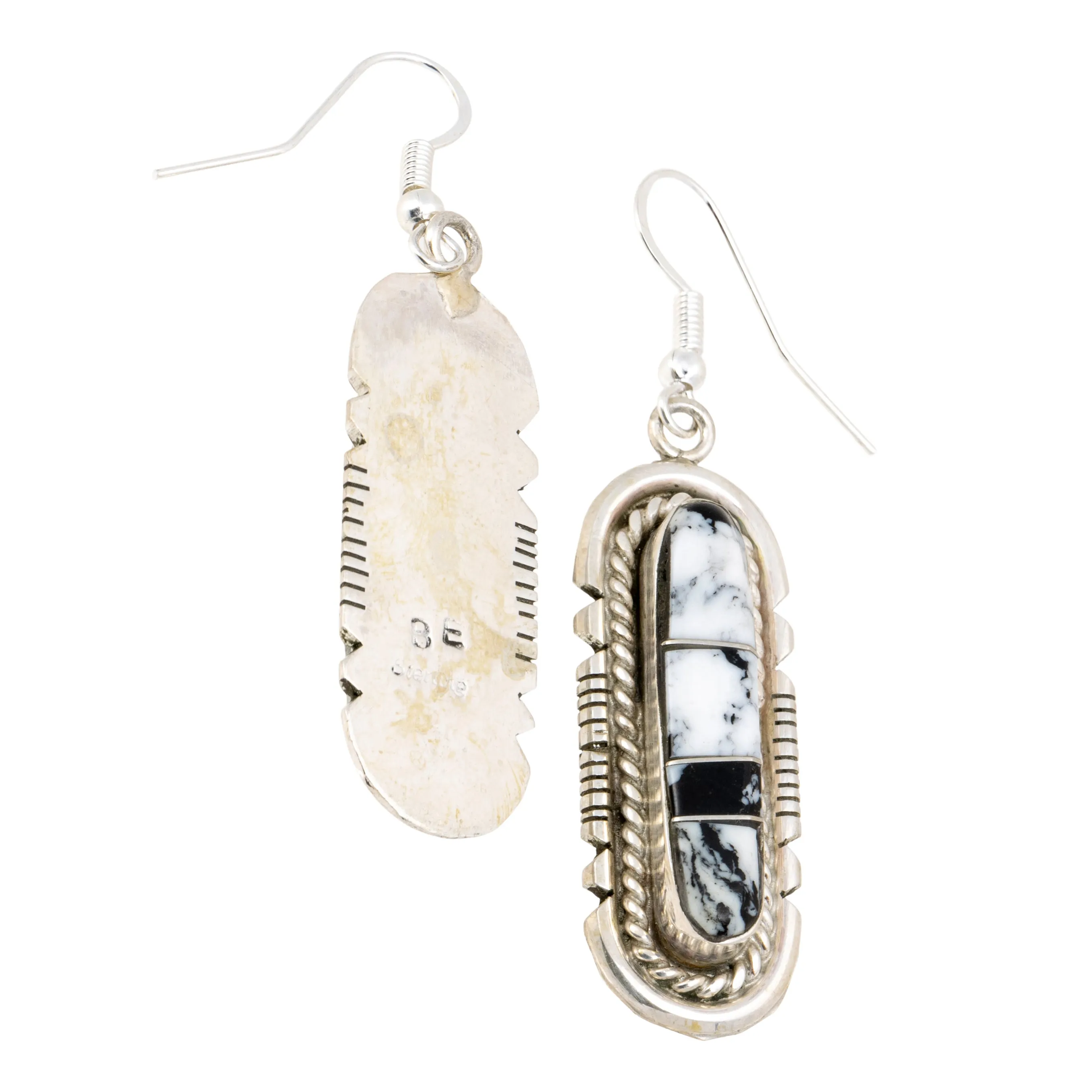 Navajo White Buffalo Turquoise Earrings