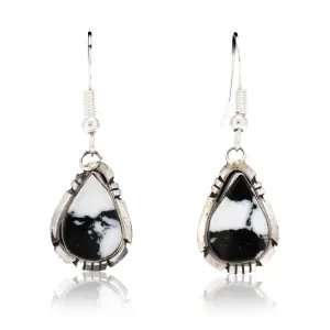 Navajo White Buffalo Turquoise Earrings