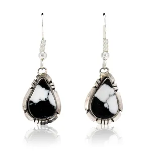 Navajo White Buffalo Turquoise Earrings