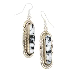 Navajo White Buffalo Turquoise Earrings