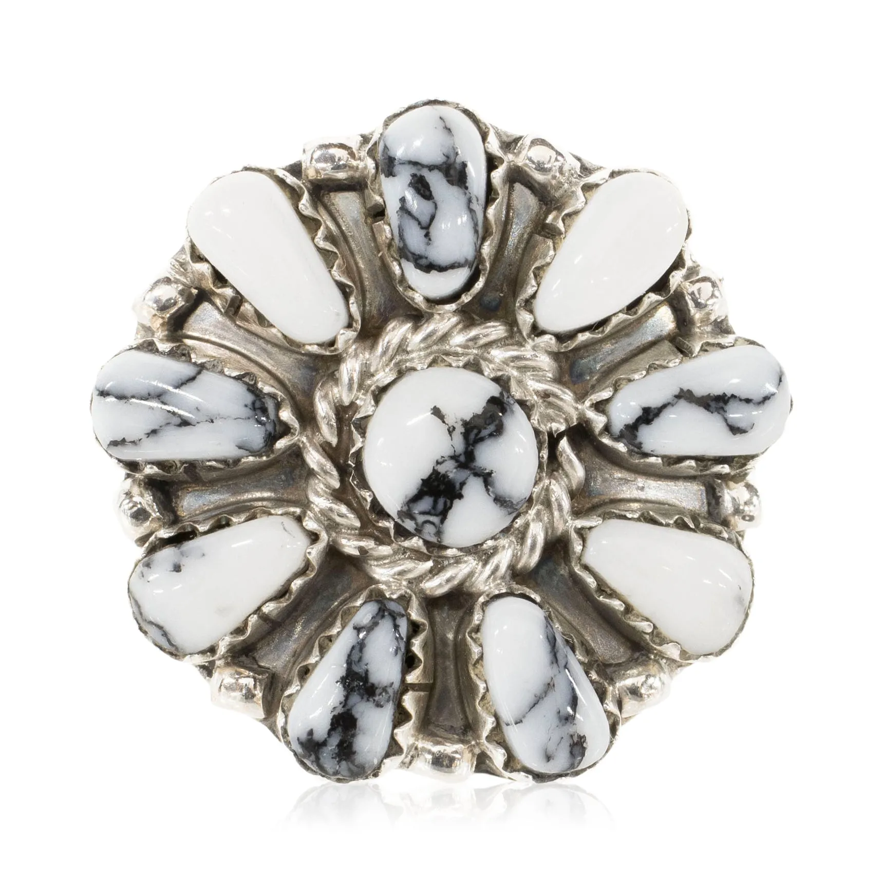 Navajo White Buffalo Turquoise Ring