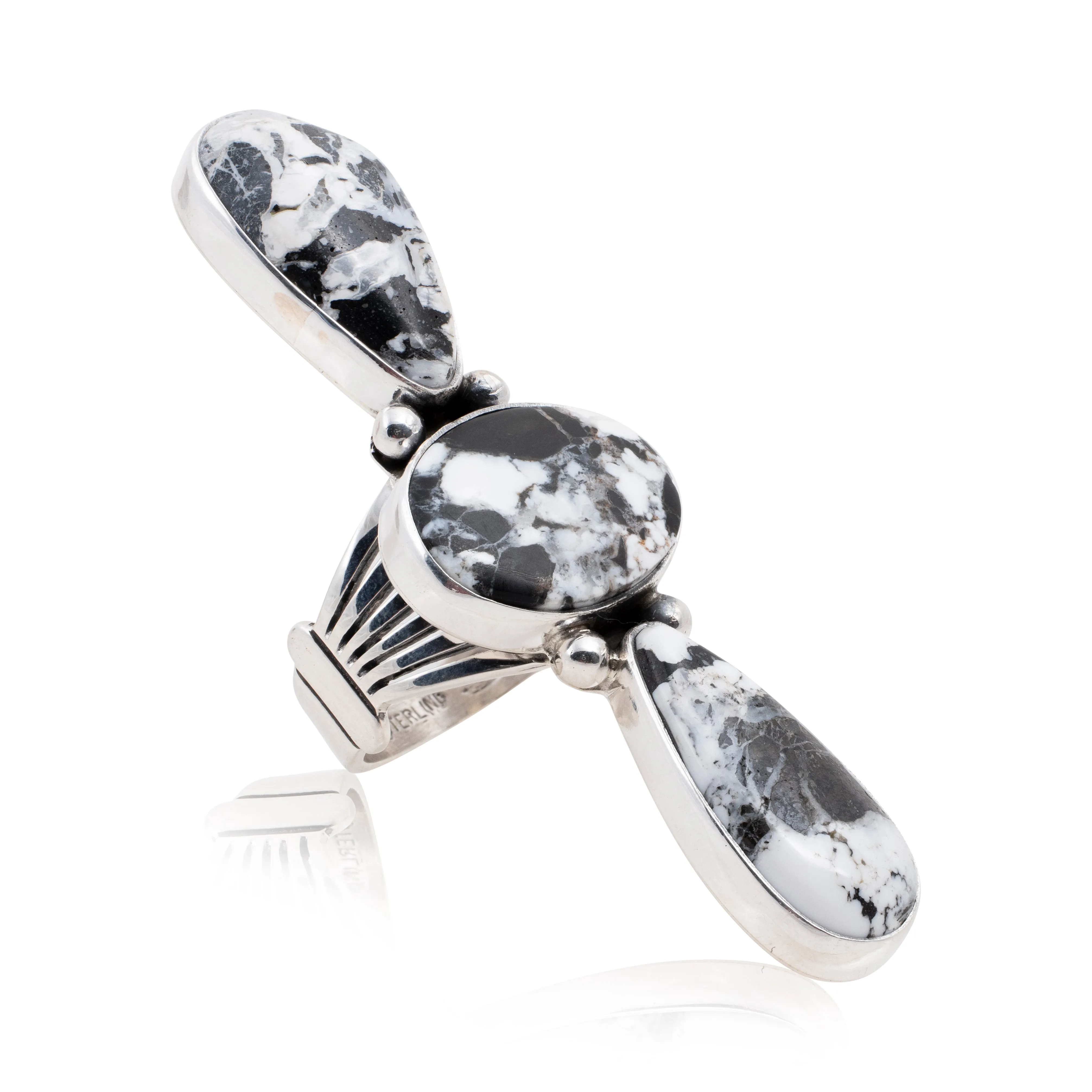 Navajo White Buffalo Turquoise Ring