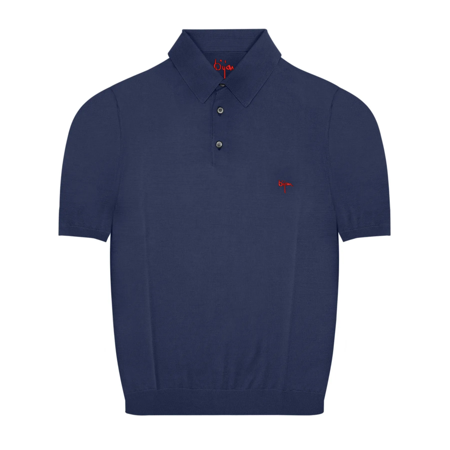 Navy Short Sleeve Pure Silk Polo Shirt