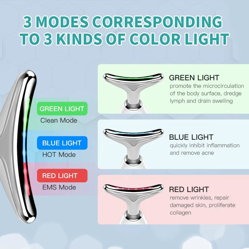 Neck Face Beauty Device LED Photon Therapy Reduces Double Chin