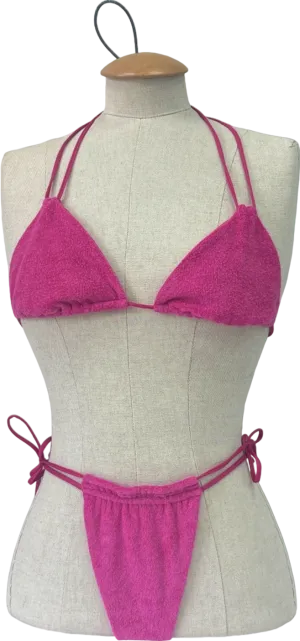 Neena Pink Terry Cloth Triangle Bikini UK S