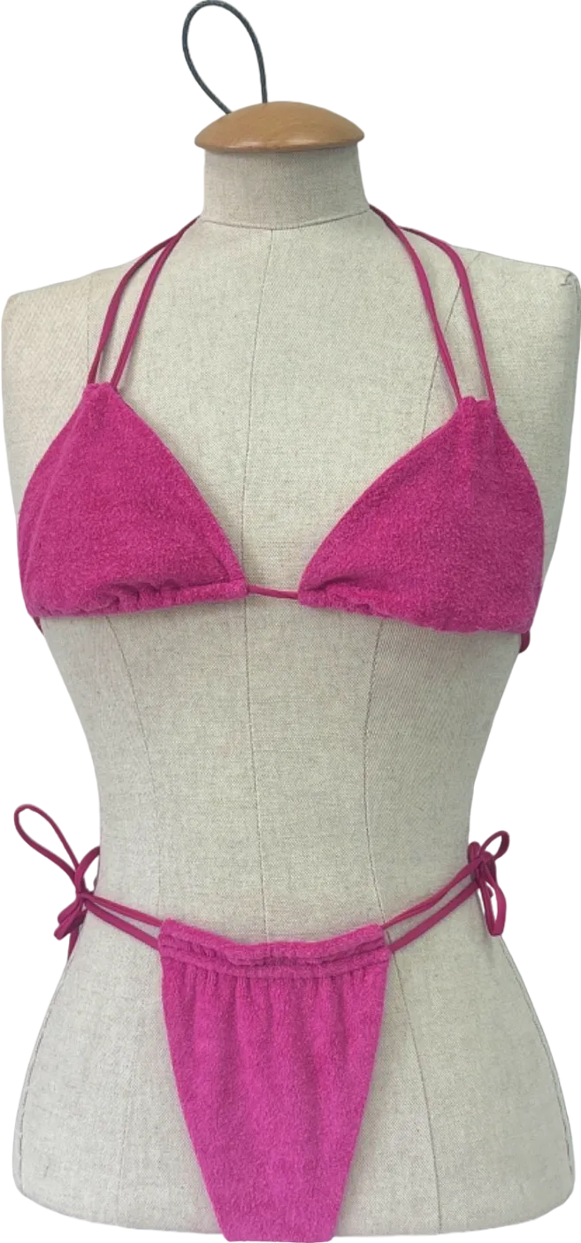 Neena Pink Terry Cloth Triangle Bikini UK S