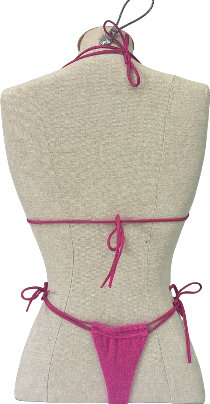Neena Pink Terry Cloth Triangle Bikini UK S