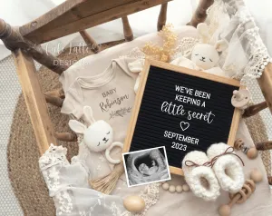 Neutral Pregnancy Announcement For Social Media, Vintage Wood Cradle Digital Editable Letter Board Template