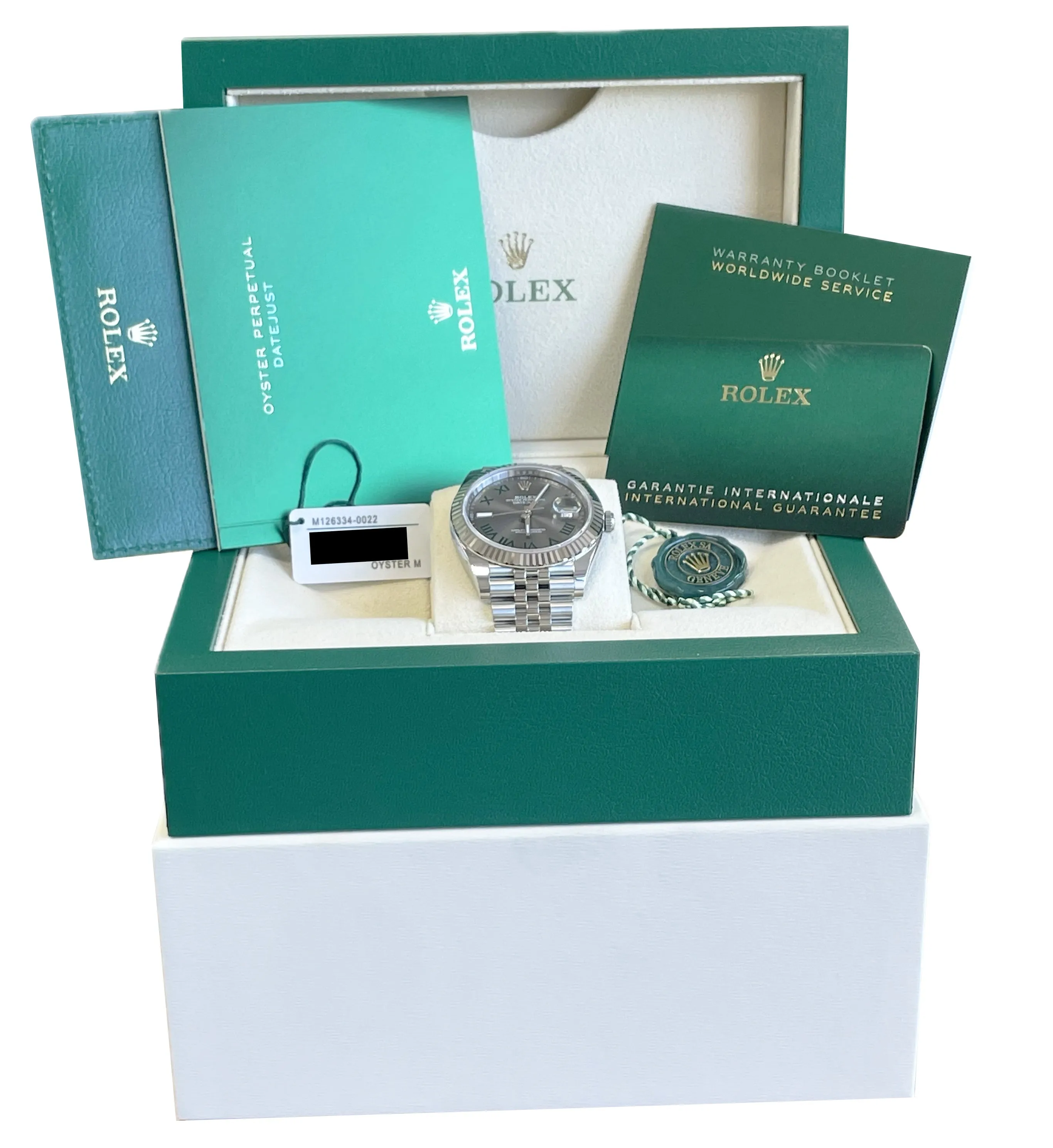 NEW AUG 2024 PAPERS Rolex DateJust 41 Wimbledon JUBILEE Watch FLUTED 126334 BOX