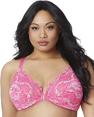 New Bramour by Glamorise Women's Full Figure Plus Size Underwire Front Close Racerback Floral Lace Bra, Sz 40C! Retails $80 