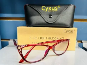 New Cyxus Blue light Blocking Reading Glasses 2091 Red  1.00, includes case, cleaning cloth & original box, #103