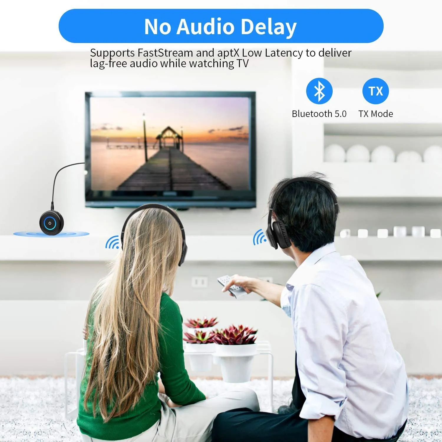 New Giveet Bluetooth V5.0 Transmitter and Receiver with aptX Low Latency, Wireless Bluetooth Audio Streaming Adapter for TV, PS4, XBOX, PC, Headphones, Home Sound Car Stereo Speaker with 3.5mm AUX or RCA Jack (Without Optical Audio Cable)