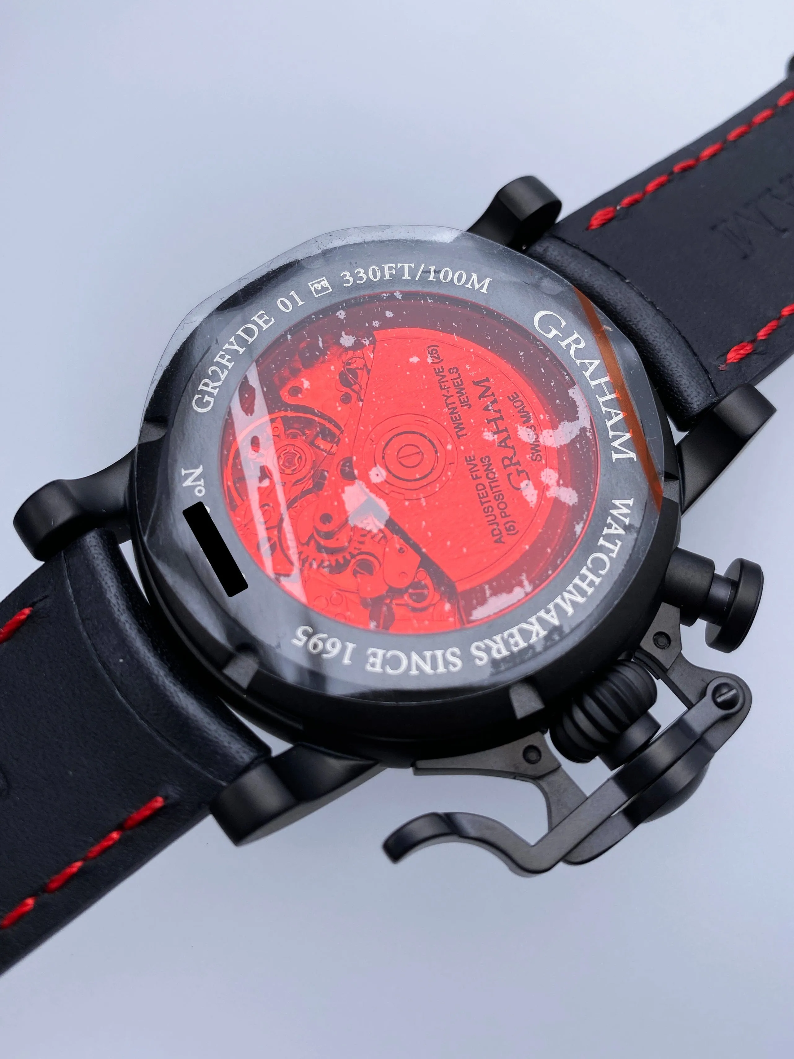 New Graham Chronofighter Vintage Aviator "DLC Red Limited Edition" Watch Box Papers