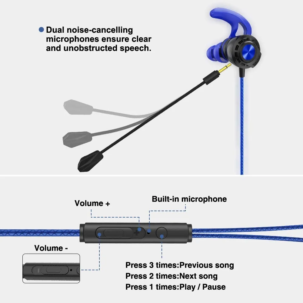 New in box! BENGOO G16 Gaming Headphones & In-ear Earphones with Mic for Mobile Game, Wired Earbuds Noise Cancelling Headset with Heavy Bass High Sound Quality