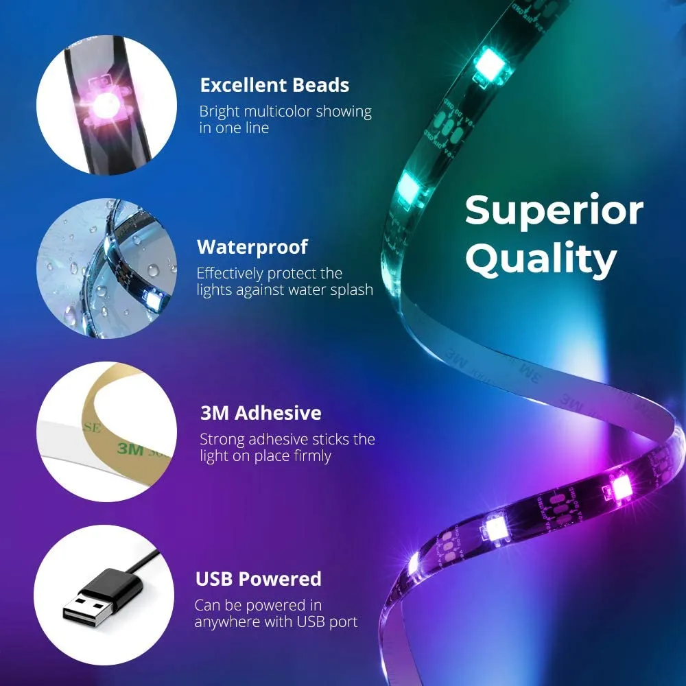 New in box! DreamColor LED Strip Lights with APP, Minger 6.6FT/2M USB Light Strip Built-in Digital IC, 5050 RGB Strip Lights, Color Changing with Music Waterproof Led Strip Lights Kit, Retails $60 