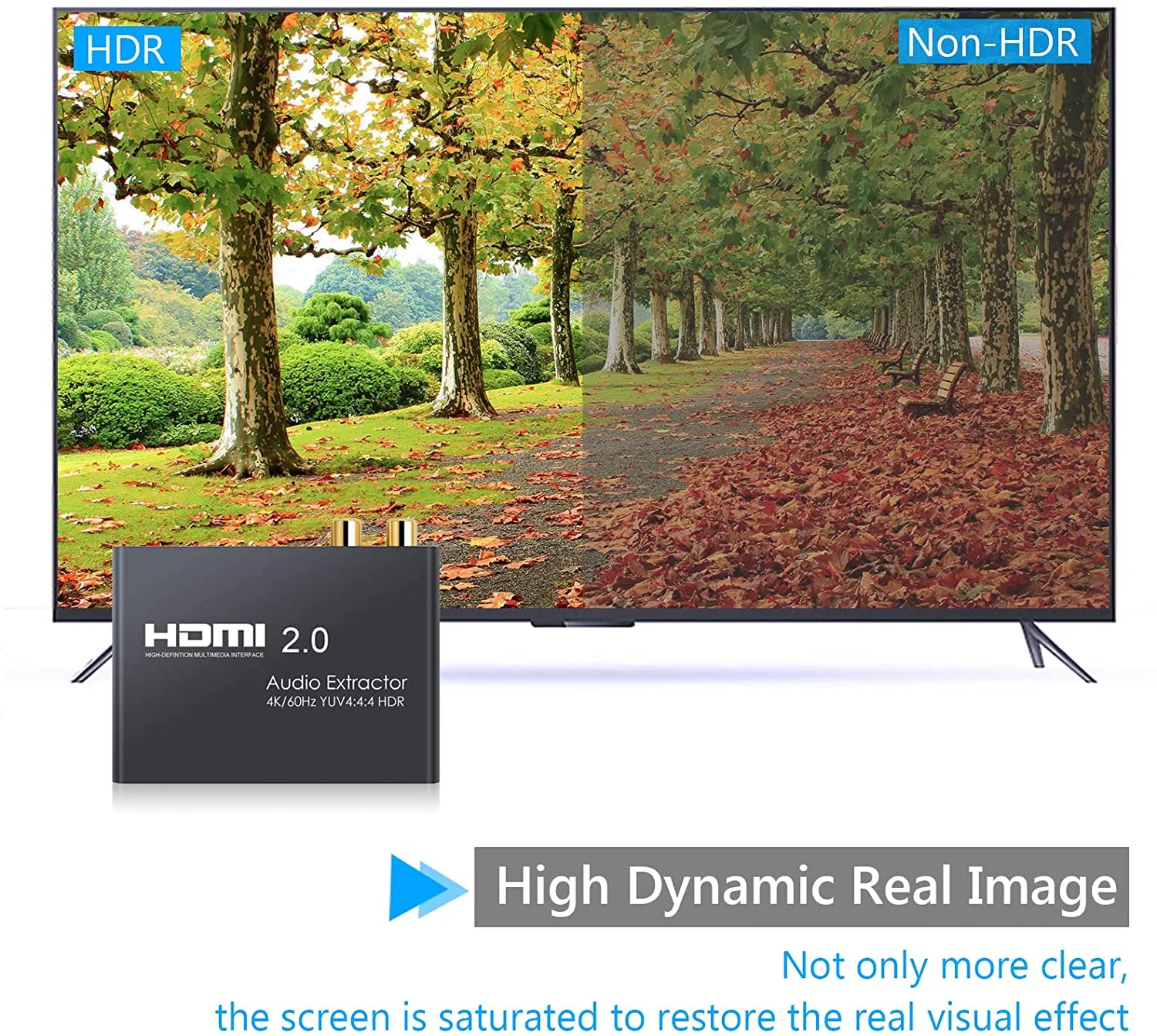 New in box! ESYNIC HDMI 2.0 Audio Extractor Support 4K/60Hz YUV 4:4:4 HDR HDMI to HDMI RCA R/L SPDIF Optical 3.5mm Headphone Jack Audio Converter Suitable for Blu-ray One X PS4 Pro Laptop Projector HDTV