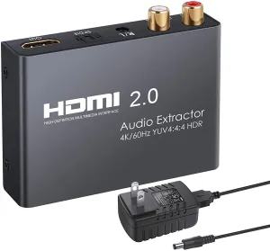 New in box! ESYNIC HDMI 2.0 Audio Extractor Support 4K/60Hz YUV 4:4:4 HDR HDMI to HDMI RCA R/L SPDIF Optical 3.5mm Headphone Jack Audio Converter Suitable for Blu-ray One X PS4 Pro Laptop Projector HDTV
