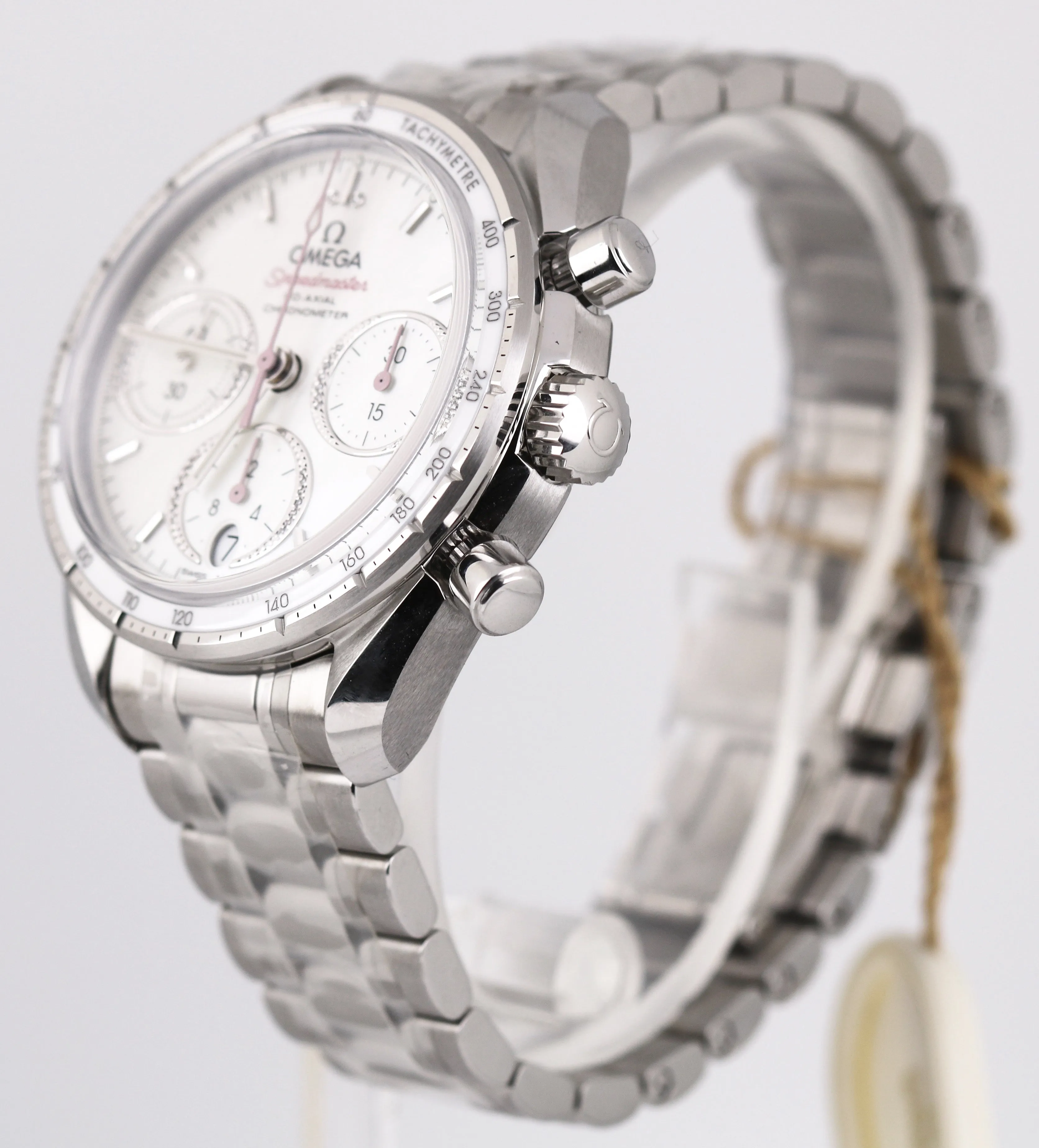 NEW Ladies Omega Speedmaster 38mm Chronograph Diamond MOP 324.30.38.50.55.001