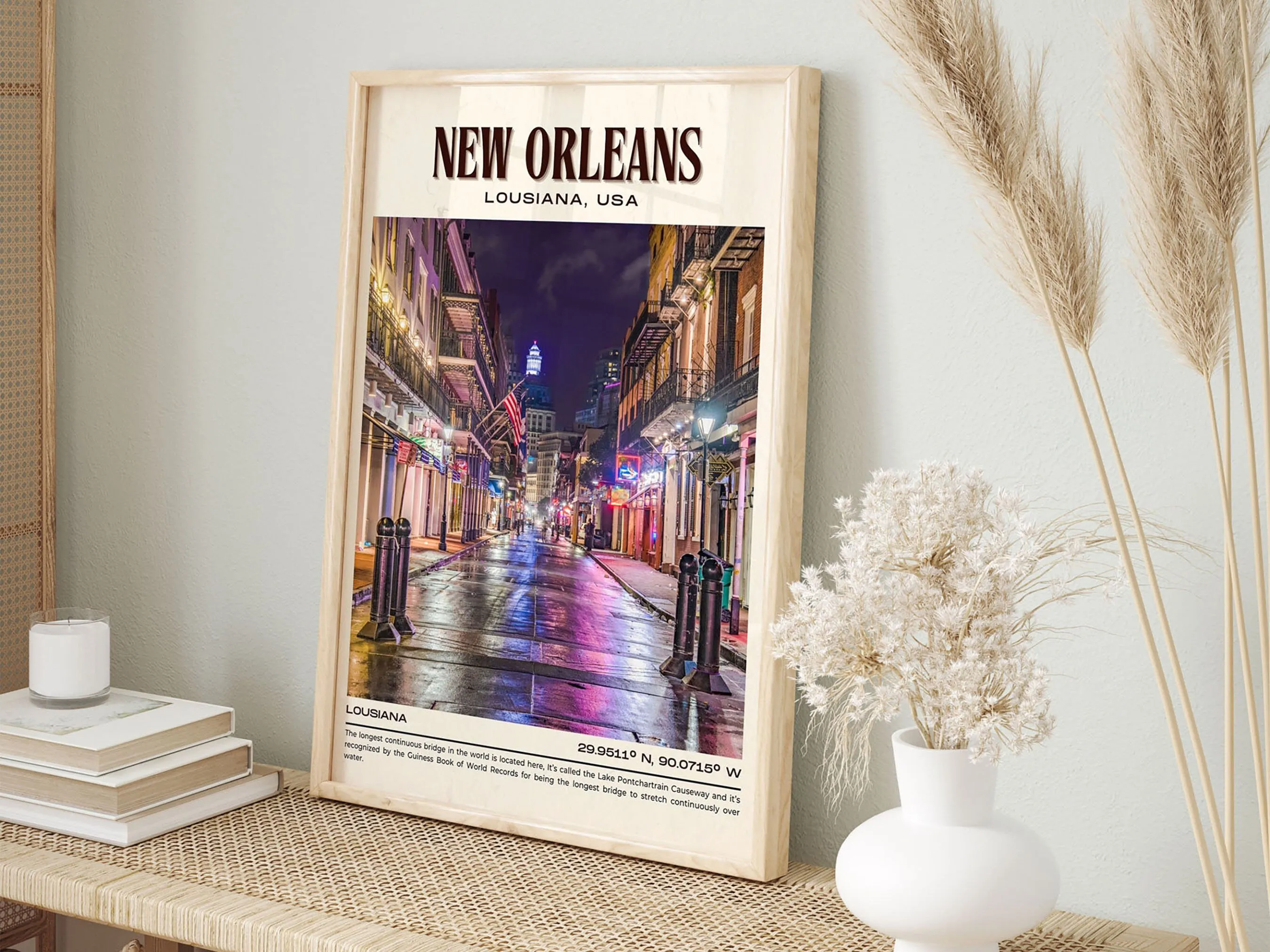 New Orleans Vintage Wall Art, Louisiana, USA