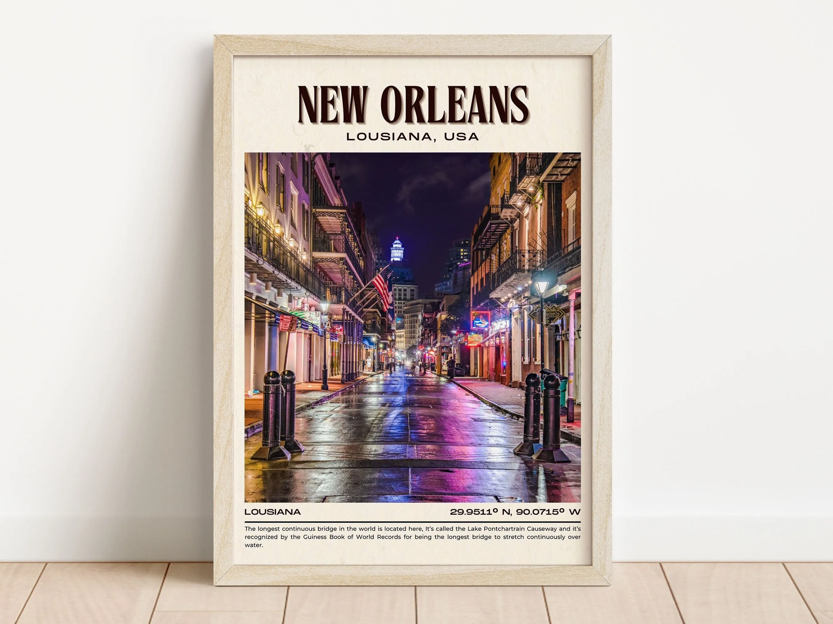 New Orleans Vintage Wall Art, Louisiana, USA