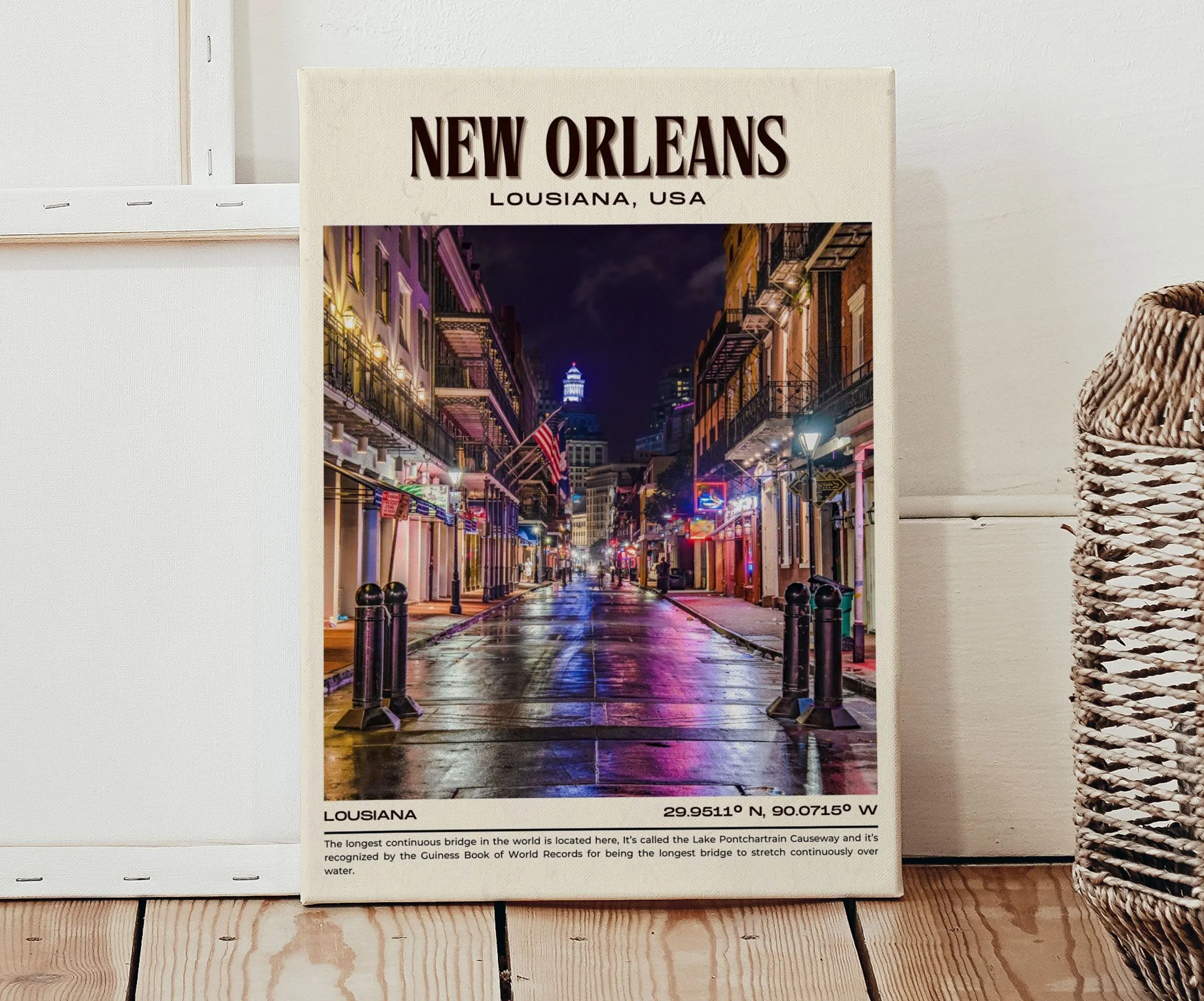 New Orleans Vintage Wall Art, Louisiana, USA