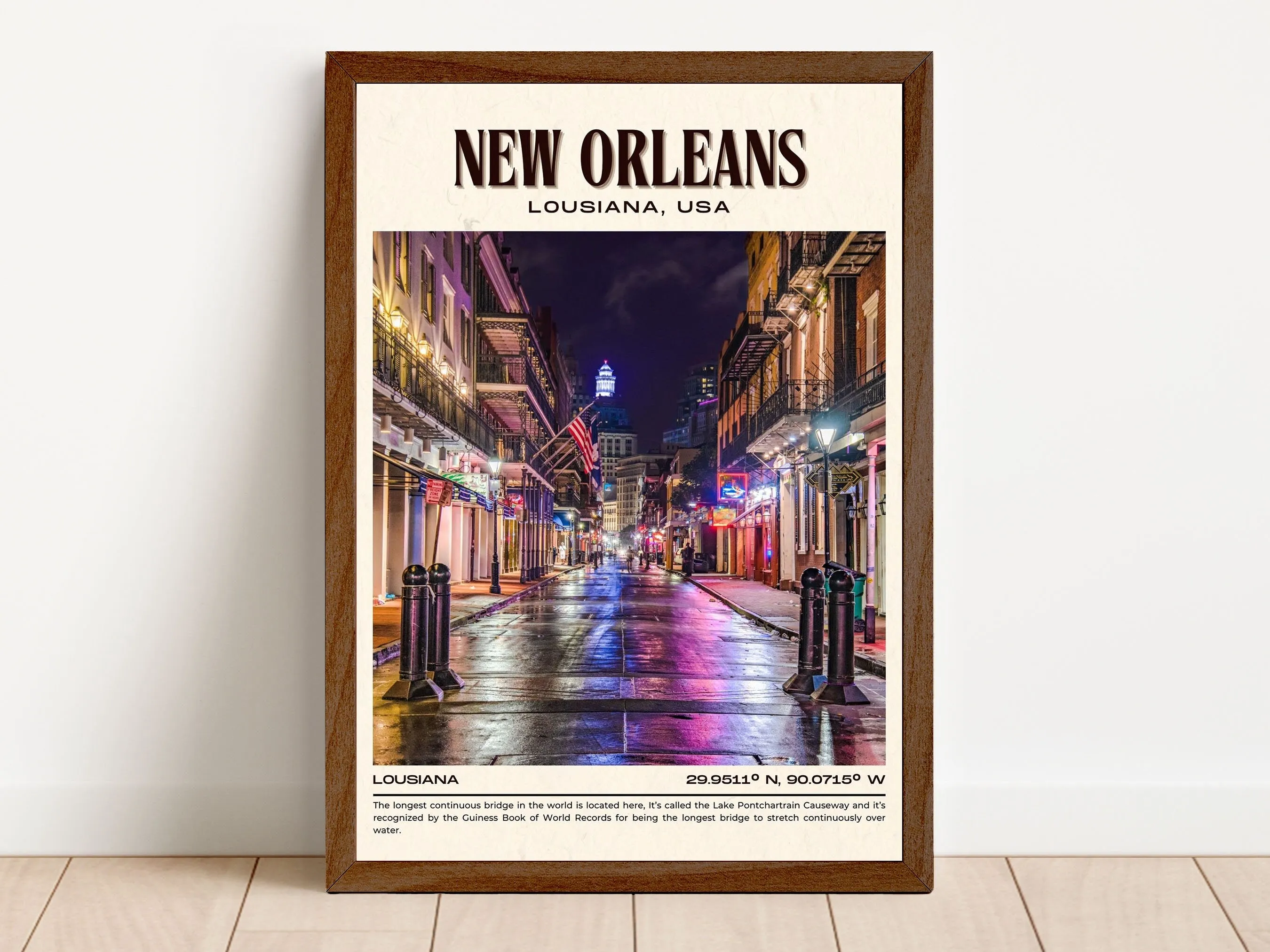New Orleans Vintage Wall Art, Louisiana, USA