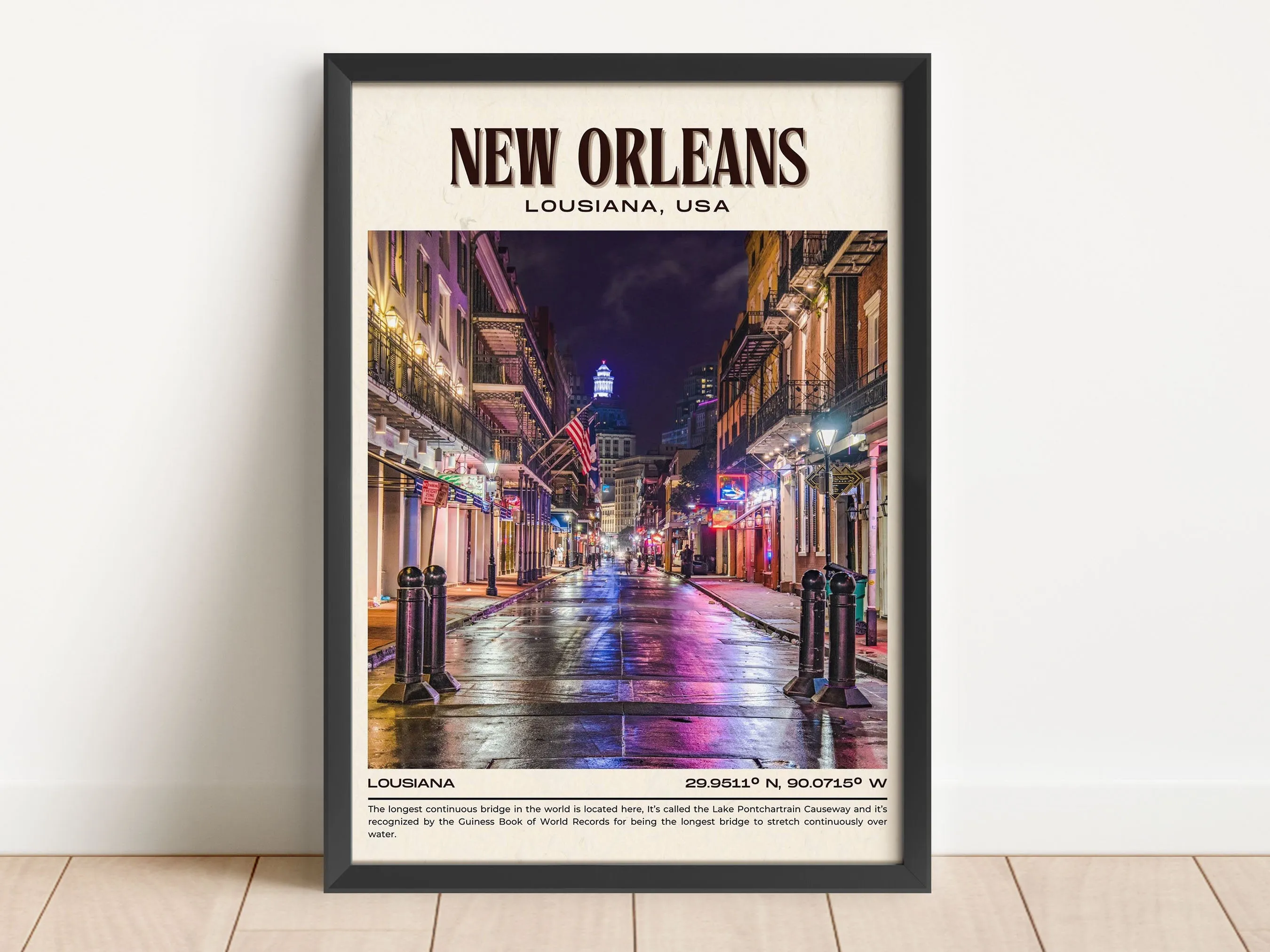 New Orleans Vintage Wall Art, Louisiana, USA