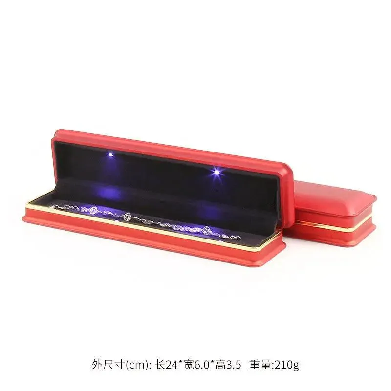 New Silver Red Champagne Gold Luxury Necklace Box with LED Light