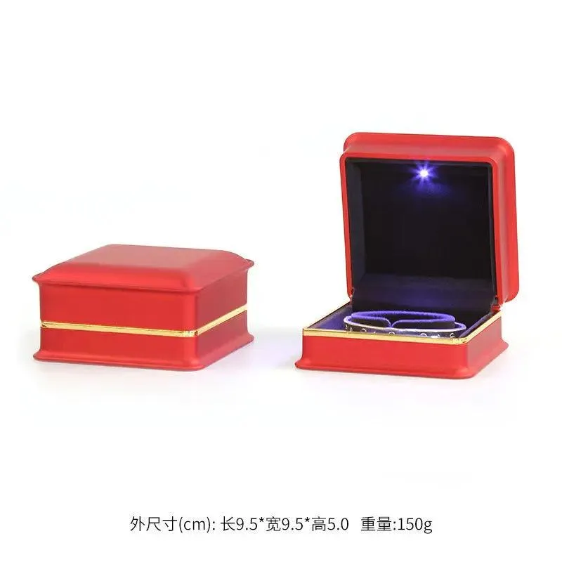 New Silver Red Champagne Gold Luxury Necklace Box with LED Light