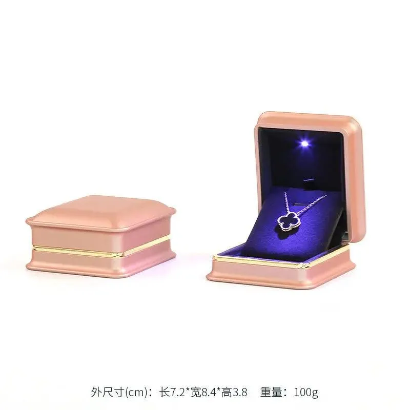 New Silver Red Champagne Gold Luxury Necklace Box with LED Light