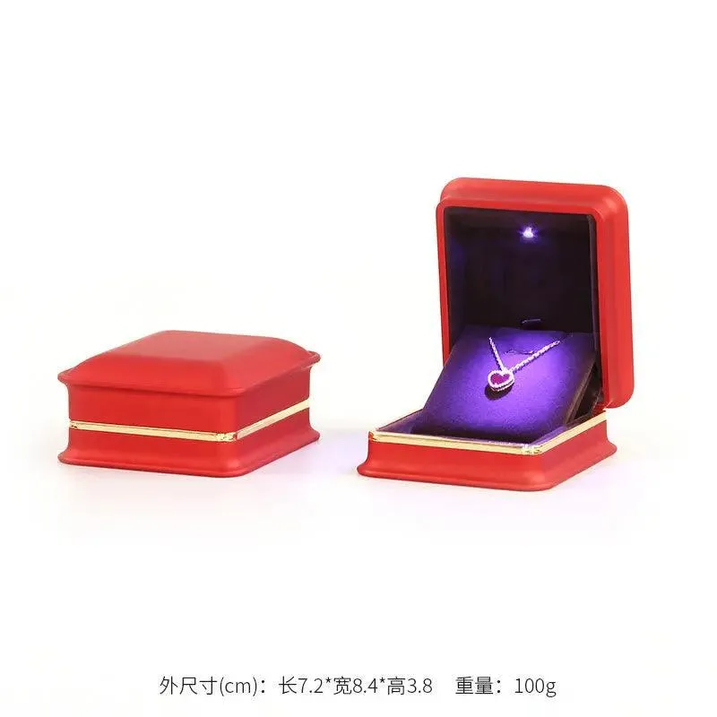 New Silver Red Champagne Gold Luxury Necklace Box with LED Light