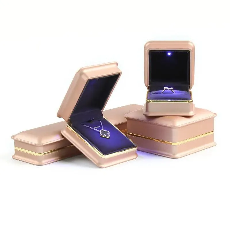 New Silver Red Champagne Gold Luxury Necklace Box with LED Light