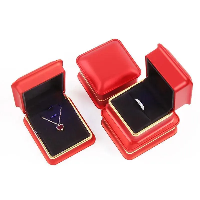 New Silver Red Champagne Gold Luxury Necklace Box with LED Light