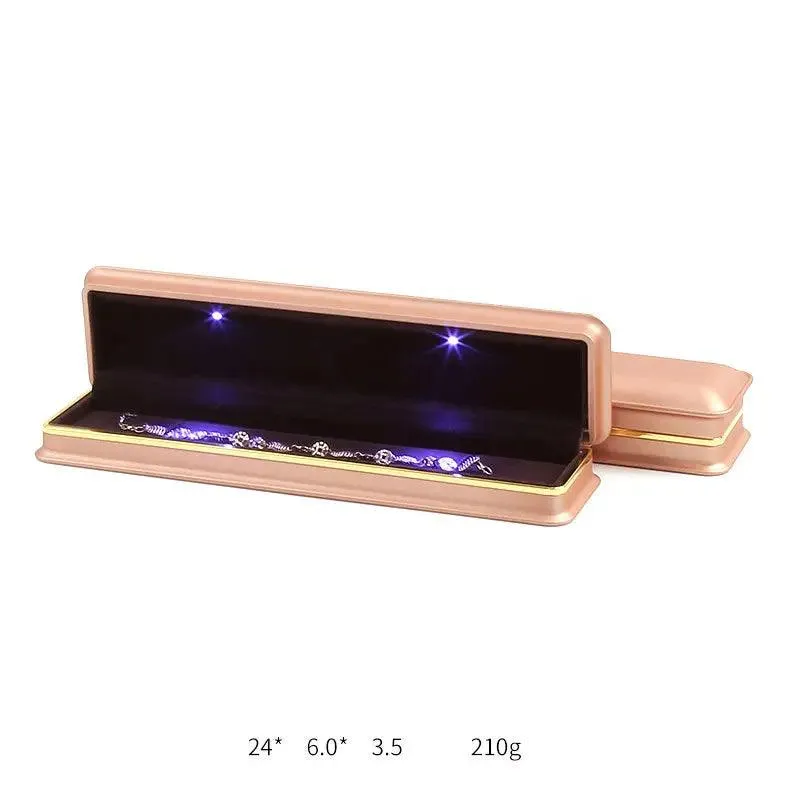 New Silver Red Champagne Gold Luxury Necklace Box with LED Light