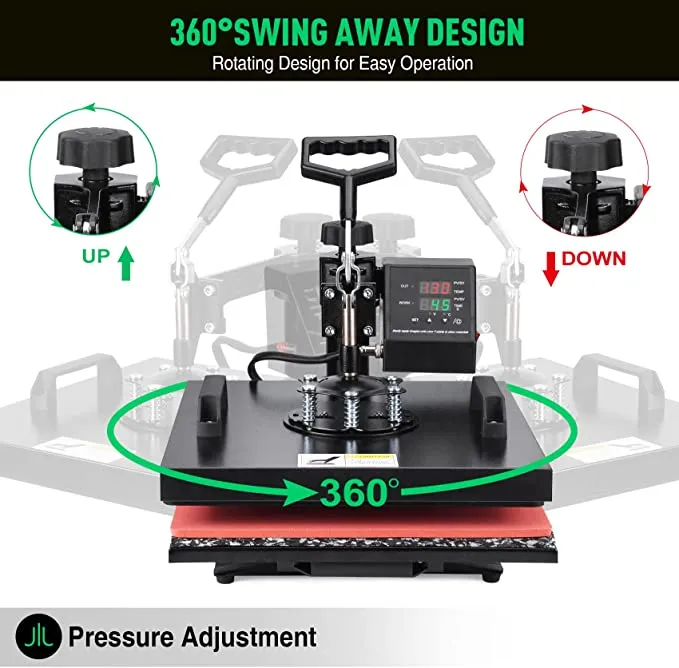 New Slendor 8 in 1 Heat Press Machine 15x15 inch 360-Degree Swing Away Digital! Note: control box has minor cosmetic damage this doesn't affect its use!