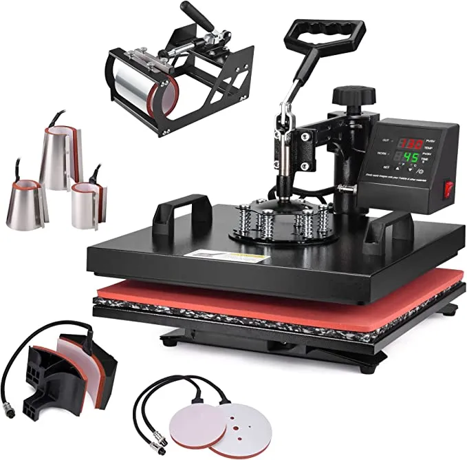 New Slendor 8 in 1 Heat Press Machine 15x15 inch 360-Degree Swing Away Digital! Note: control box has minor cosmetic damage this doesn't affect its use!