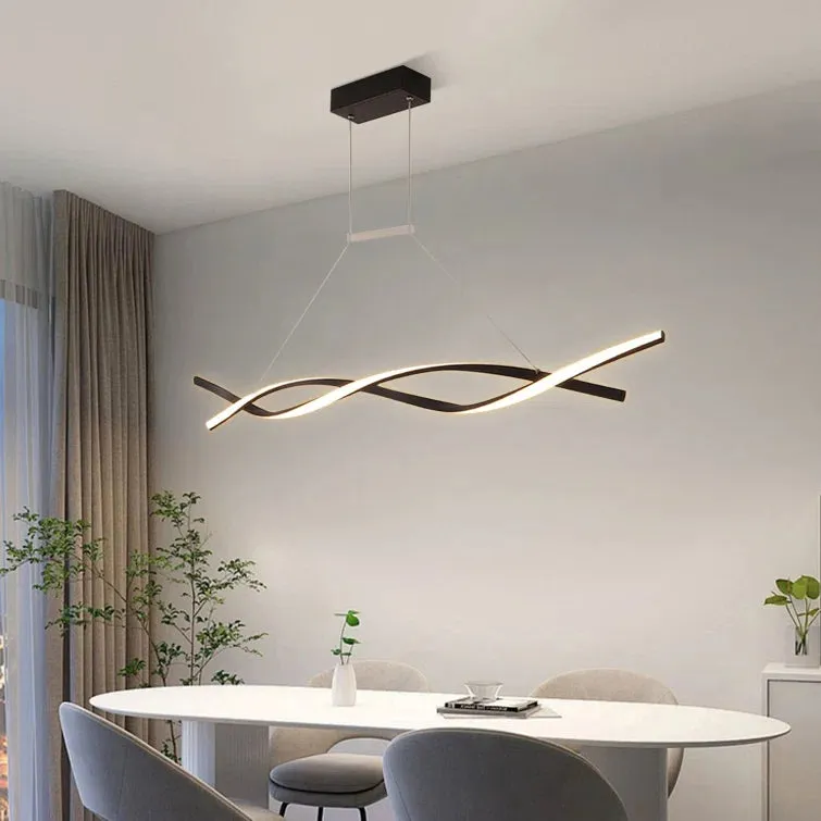 NEW Very Unique Orren Ellis High Quality 46W Wavy-Shaped Dimmable LED Aluminum & Iron Chandelier with remote- Retails for $179 !
