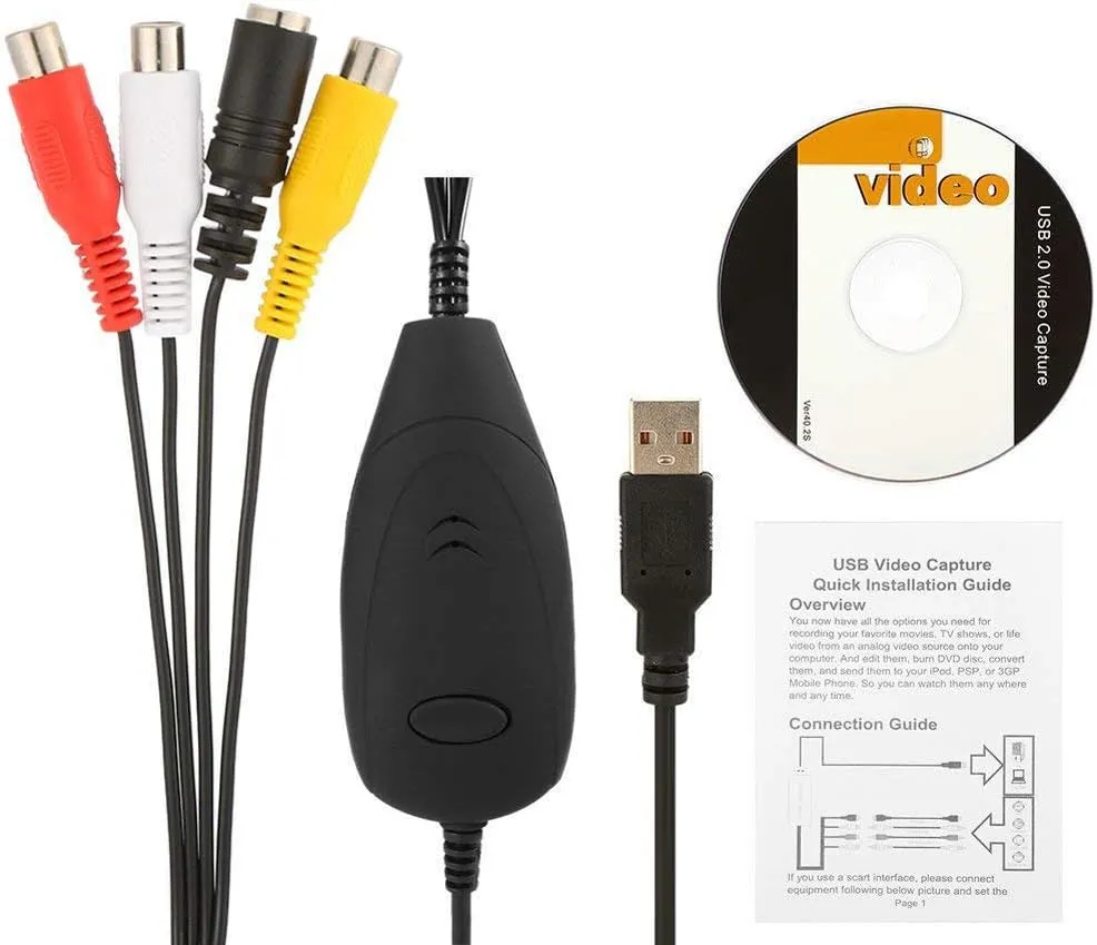 New VHS to Digital Converter for Windows 10,USB2.0 Video Audio Capture Card Grabber Device,VHS to DVD Converter Support Windows 10/8/7/XP/VISTA/Convert Analog Video to Digital Format