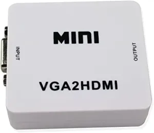 NewMini VGA to HDMI Converter 3.5 Audio Video Adapter Full HD 1080P VGA2HDMI for PC Laptop Display Projector White