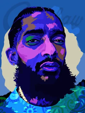 Nipsey Blue - Nipsey Hussle Portrait - Limited Edition Giclee Art Print & Wall Decor - Vakseen Art