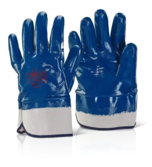 Nitrile Safety Cuff Fully Coated Heavyweight Safety Gloves (Pack Of 10) - Beeswift Nscfchw