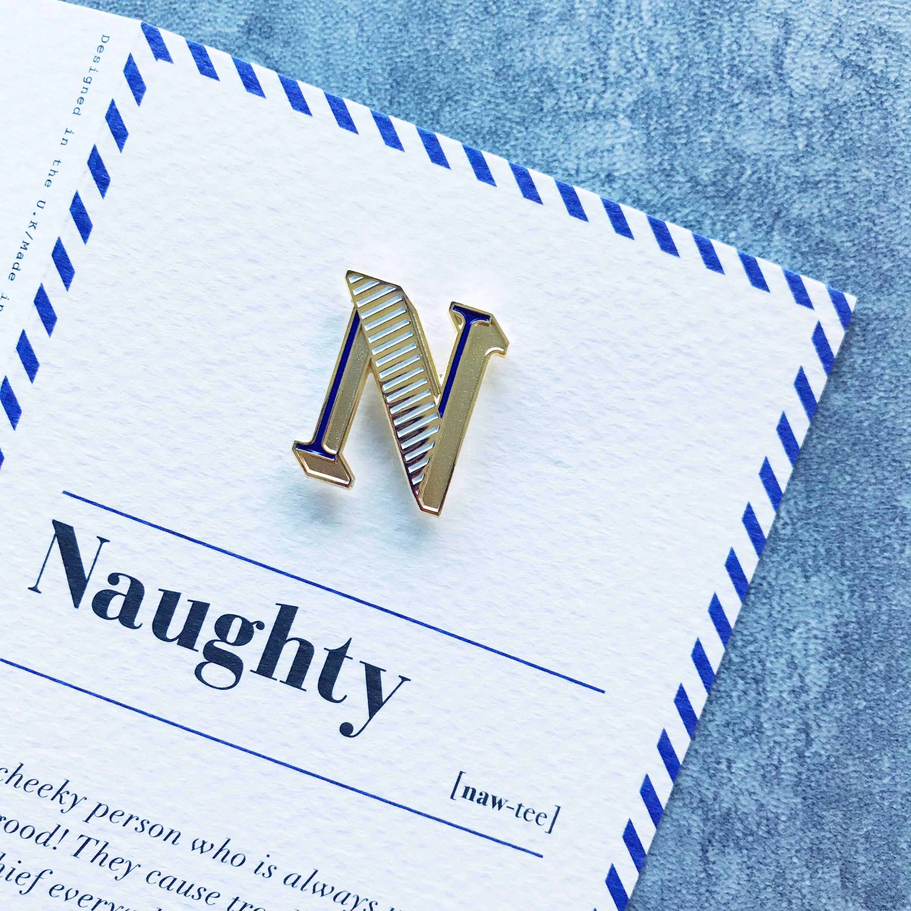 N/Naughty Pin Badge and Card