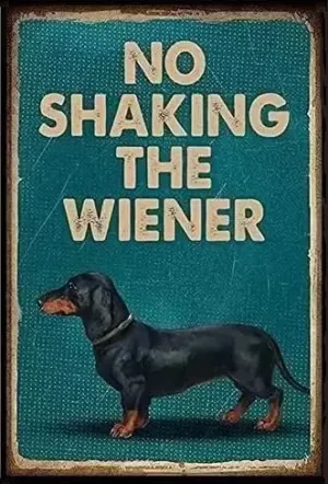 No Shaking the Weiner Dachshund Art - AI Enhanced Hand Crafted Original Retro Style Home Decor - Digital Download - Custom Designed Art 2