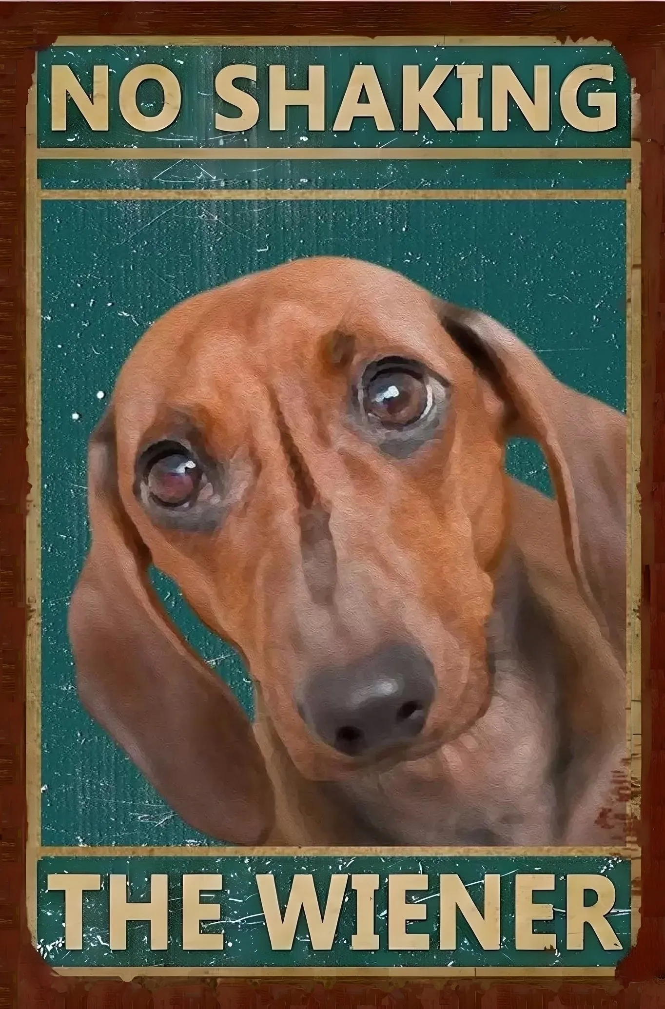 No Shaking the Weiner Dachshund Art - AI Enhanced Hand Crafted Original Retro Style Home Decor - Digital Download - Custom Designed Art 4