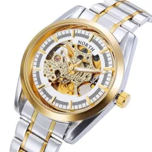 NORTH 1320 Gold Case Hollow Men Mechanical Wrist Watch